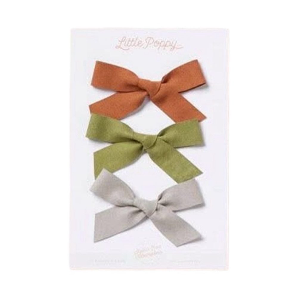 Little Poppy Co Suede Bow Clip Set